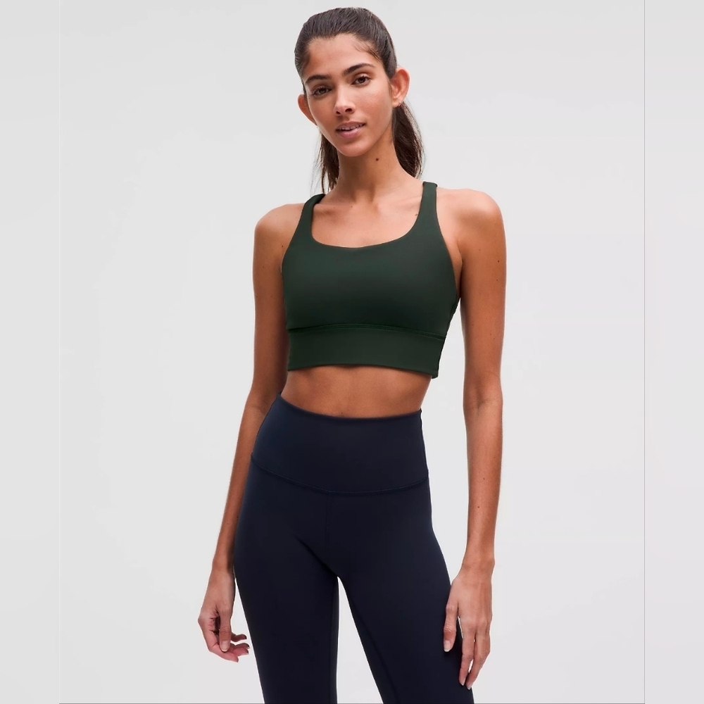 Lululemon Energy Longline Deep Green Sports Bra, Size 4